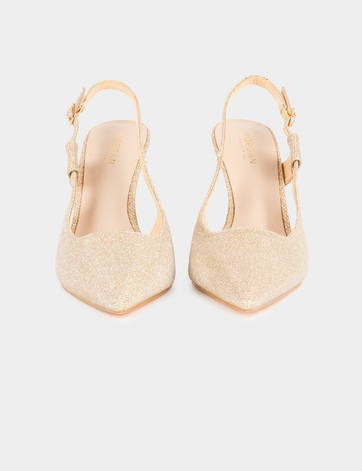 Sandales slingback aspect métallisé