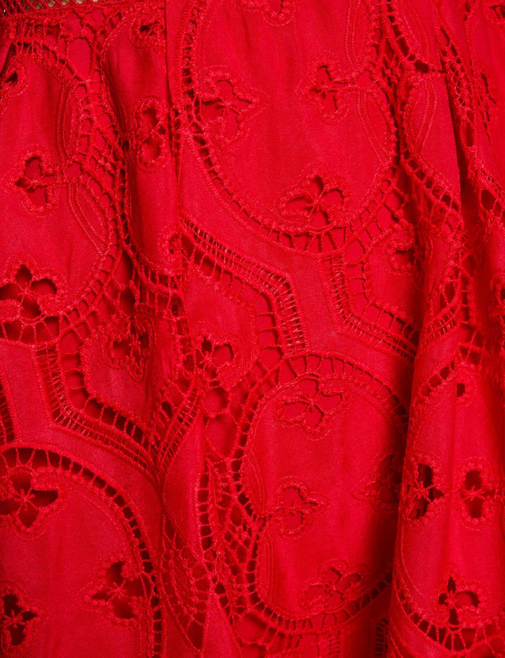 Robe courte patineuse brodée