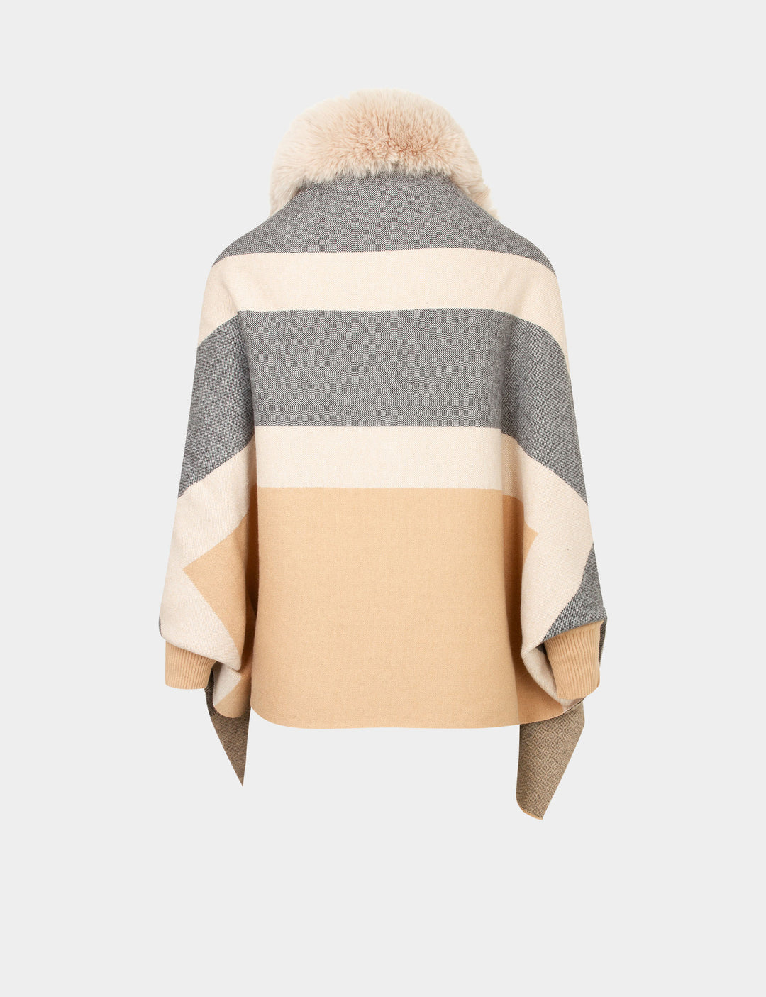 Poncho à  détails imitation fourrure