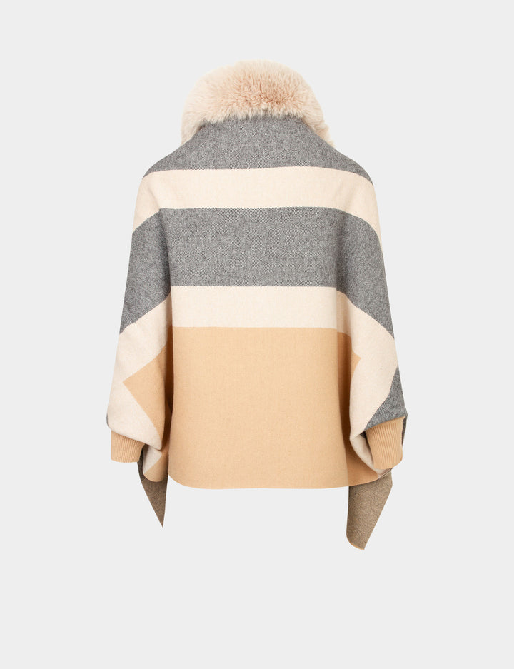 Poncho à  détails imitation fourrure