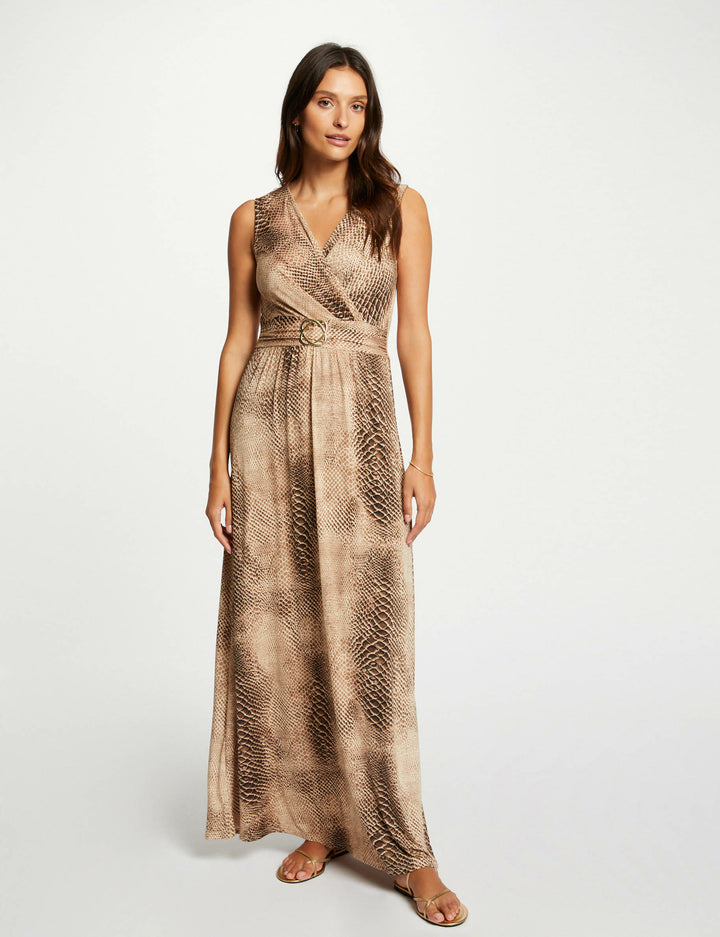 Robe longue droite imprimé animalier