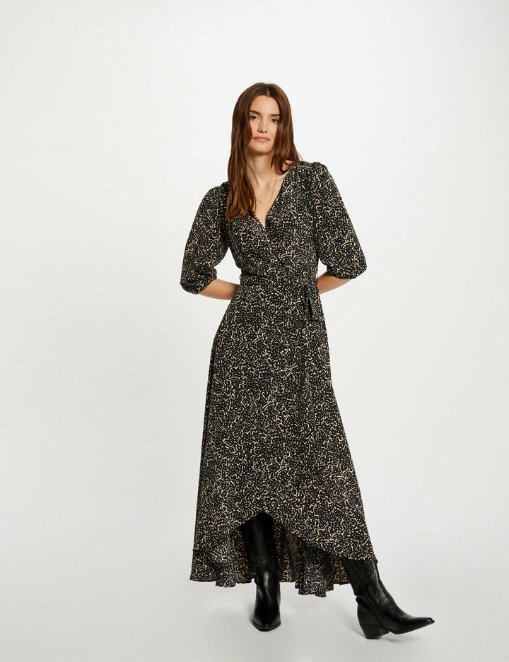 Robe longue portefeuille imprimée