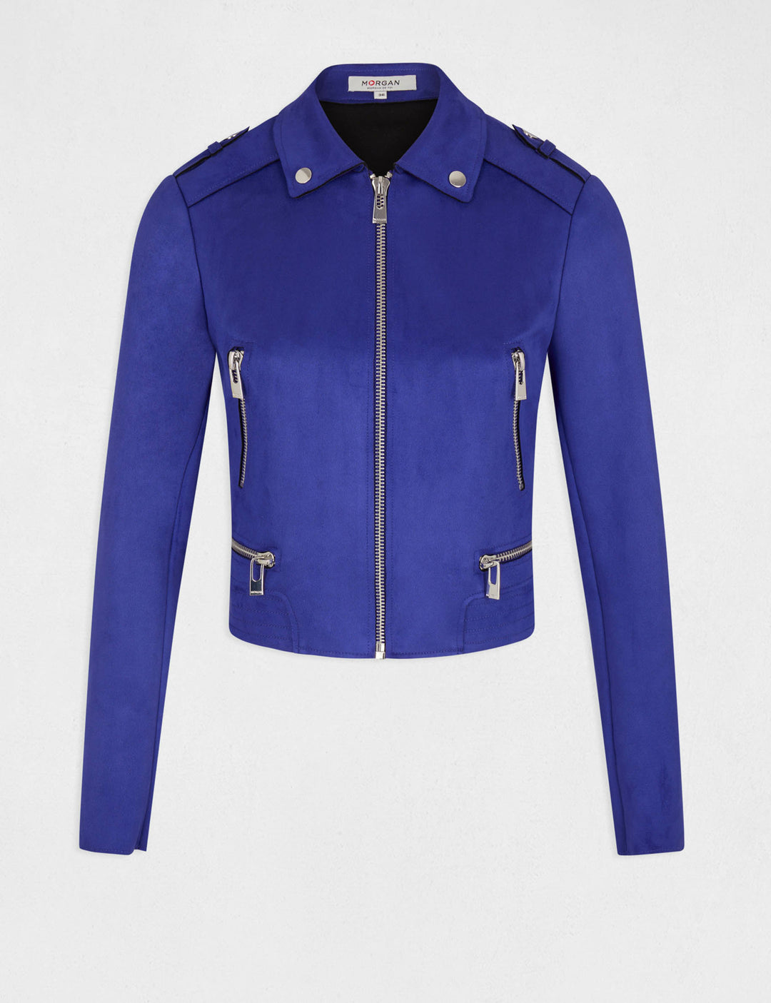 Blouson droit aspect suédine