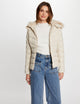 Doudoune simili cuir capuche