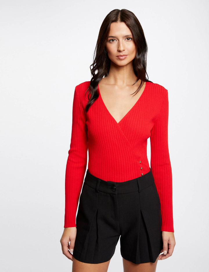 Pull manches longues col cache-coeur