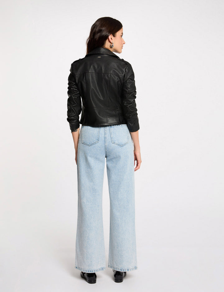 Blouson droit avec col cranté à  revers