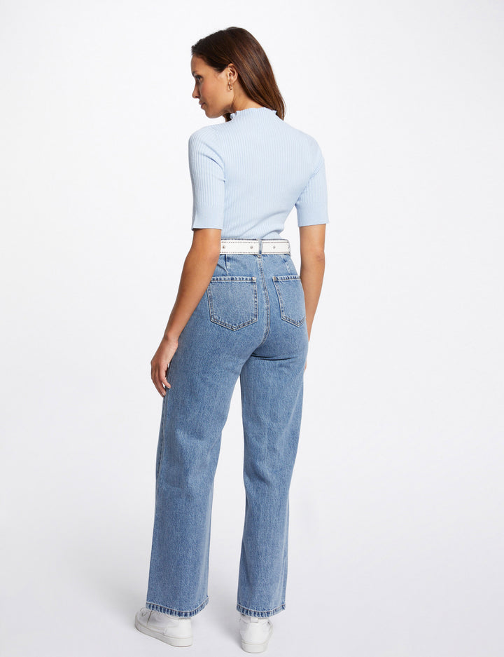 Jeans large taille haute
