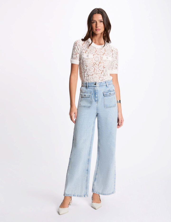 Pull manches courtes dentelle