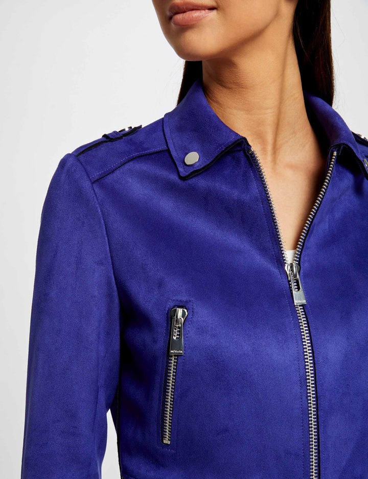 Blouson droit aspect suédine