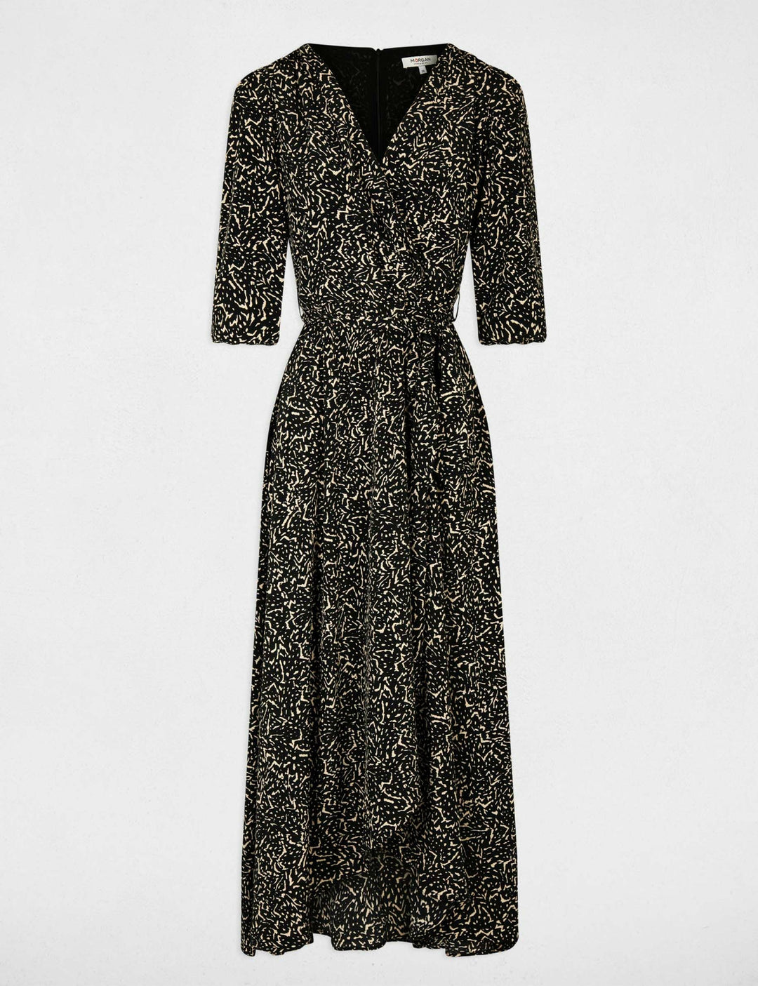 Robe longue portefeuille imprimée