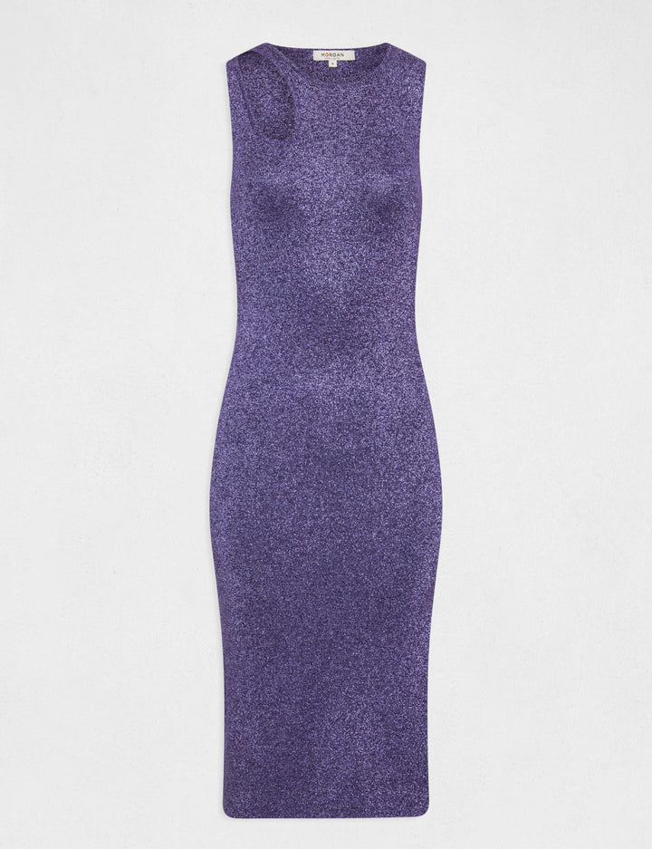 Robe pull midi ajustée fils métallisés