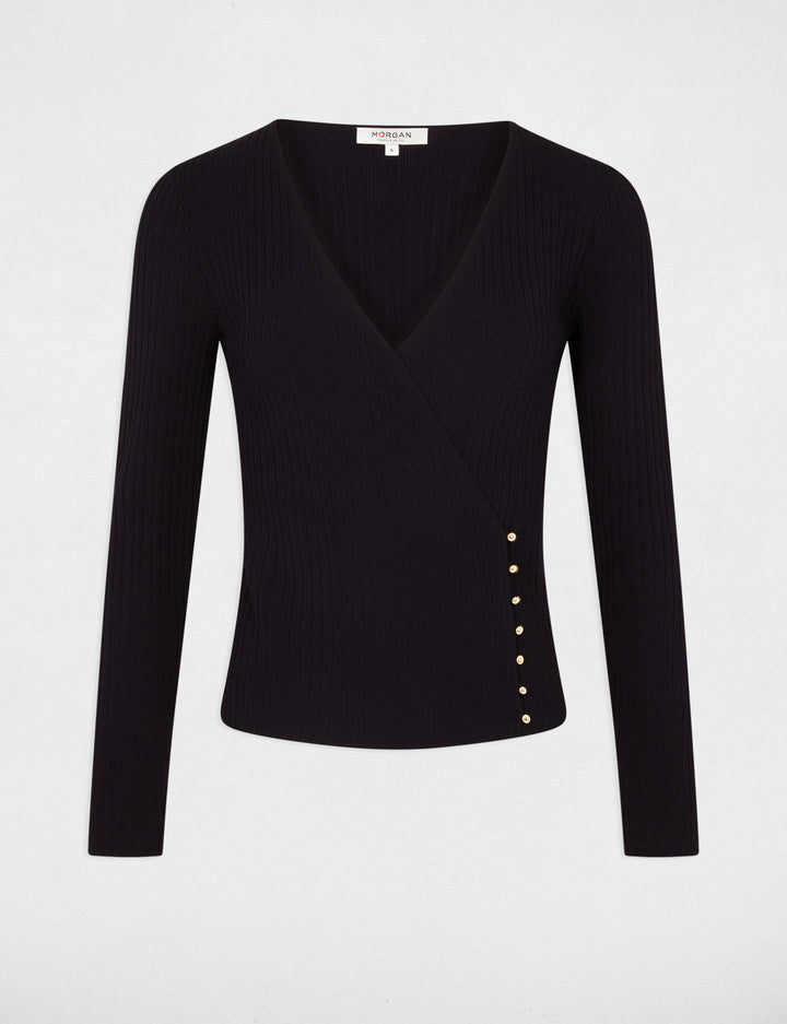 Pull manches longues col cache-coeur
