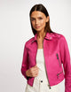 Blouson droit aspect suédine