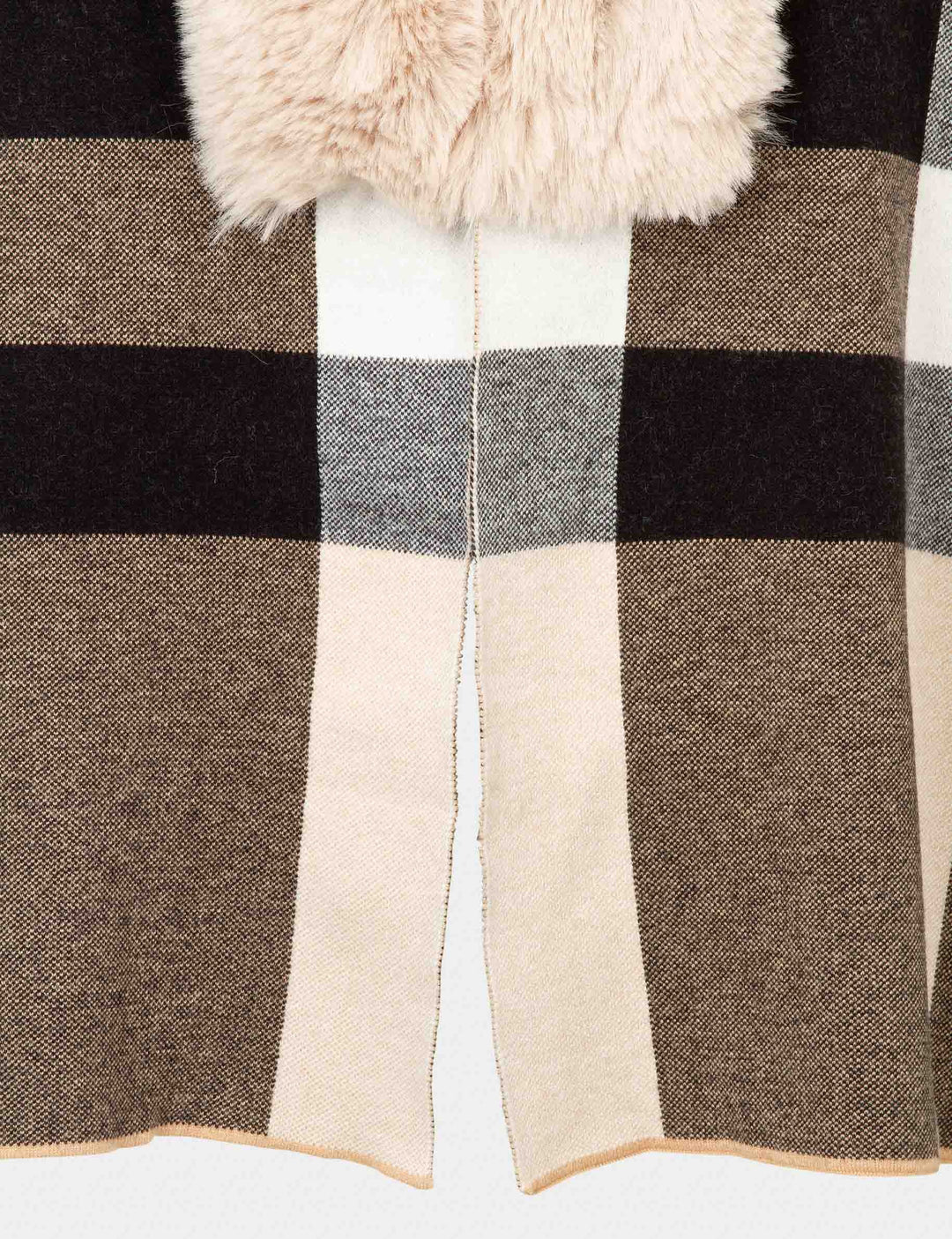 Poncho à  détails imitation fourrure