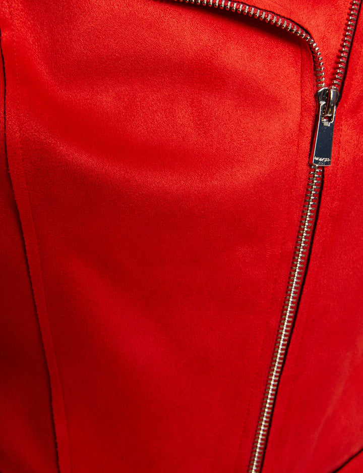 Blouson droit zippé suédine