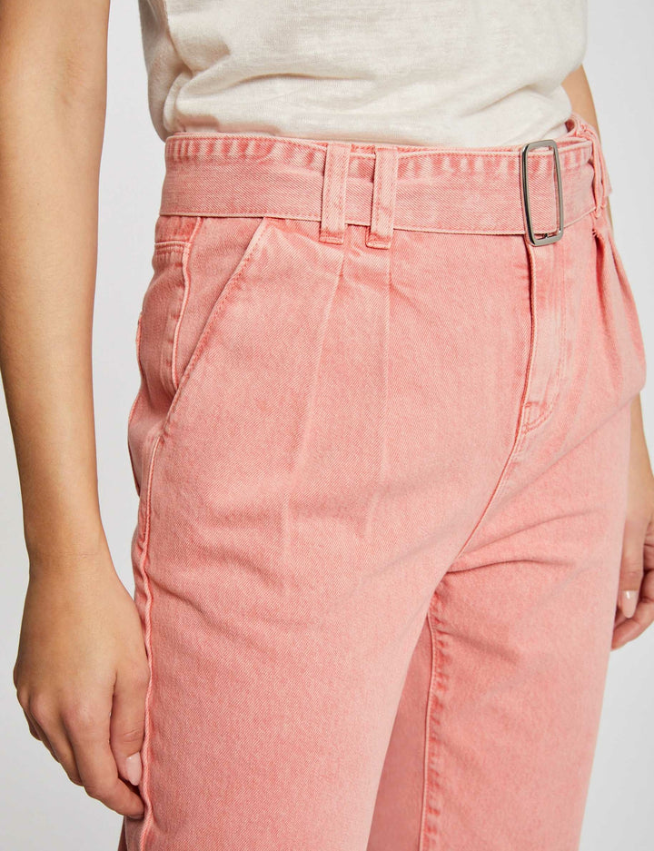Jeans droit ceinturé 7/8ème