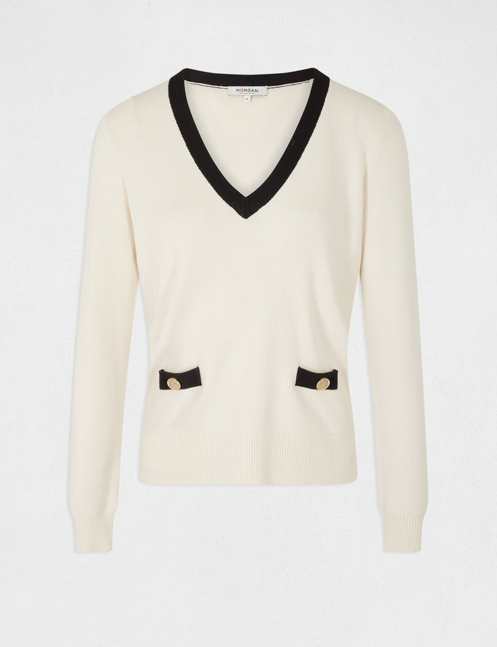 Pull manches longues col en V