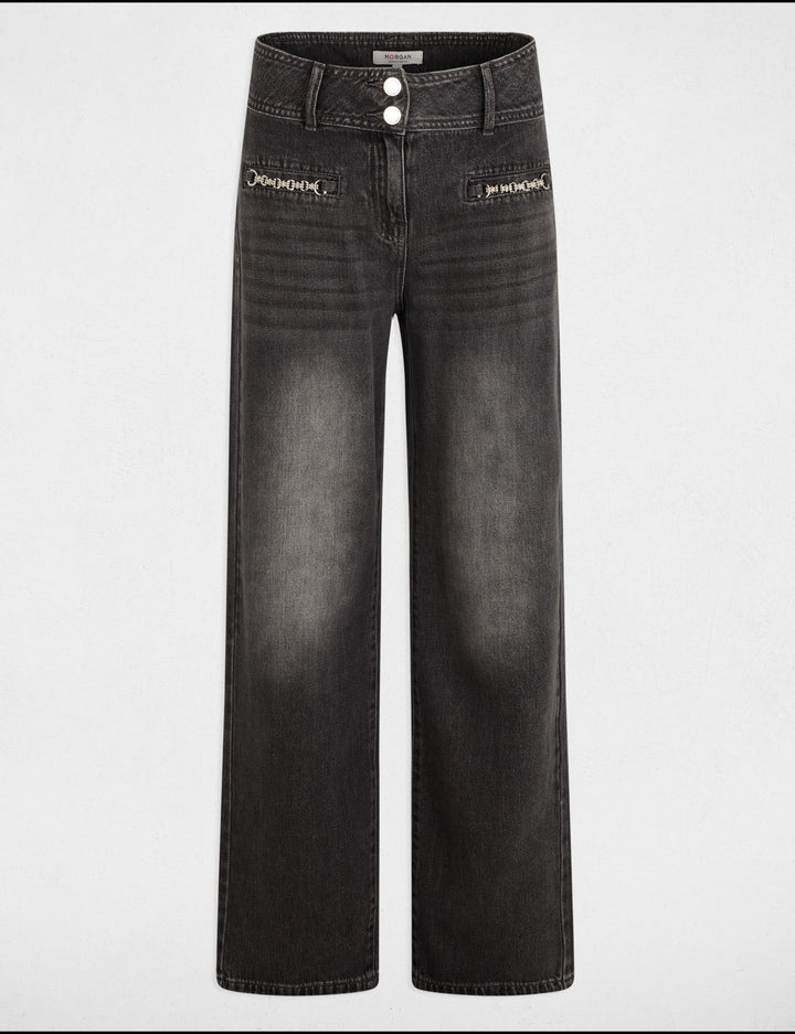 Jeans large détails chaînes