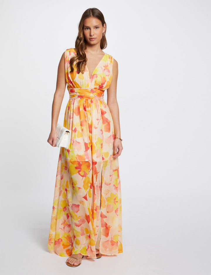 Robe longue droite imprimée