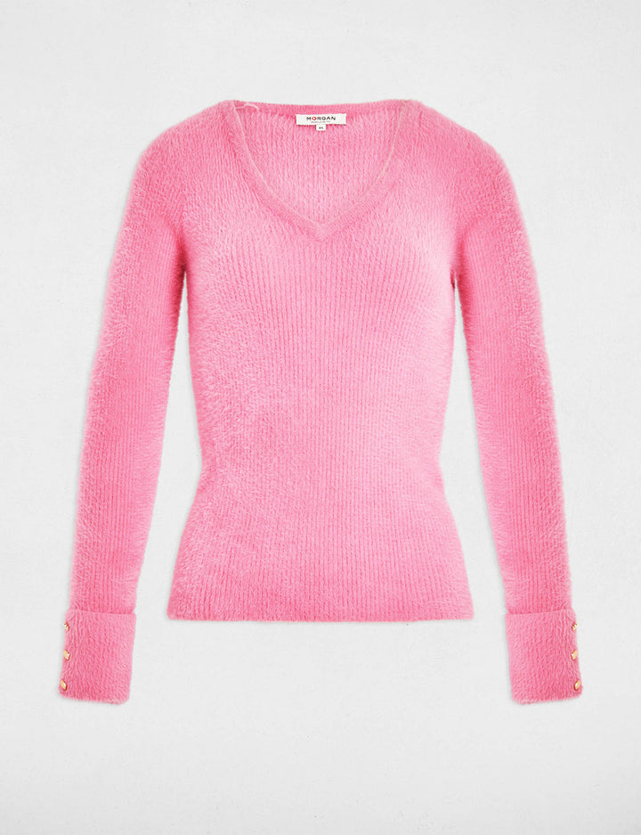 Pull manches longues maille duveteuse