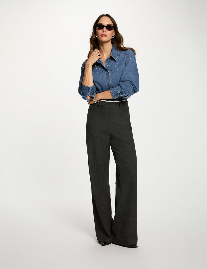 Pantalon large taille haute