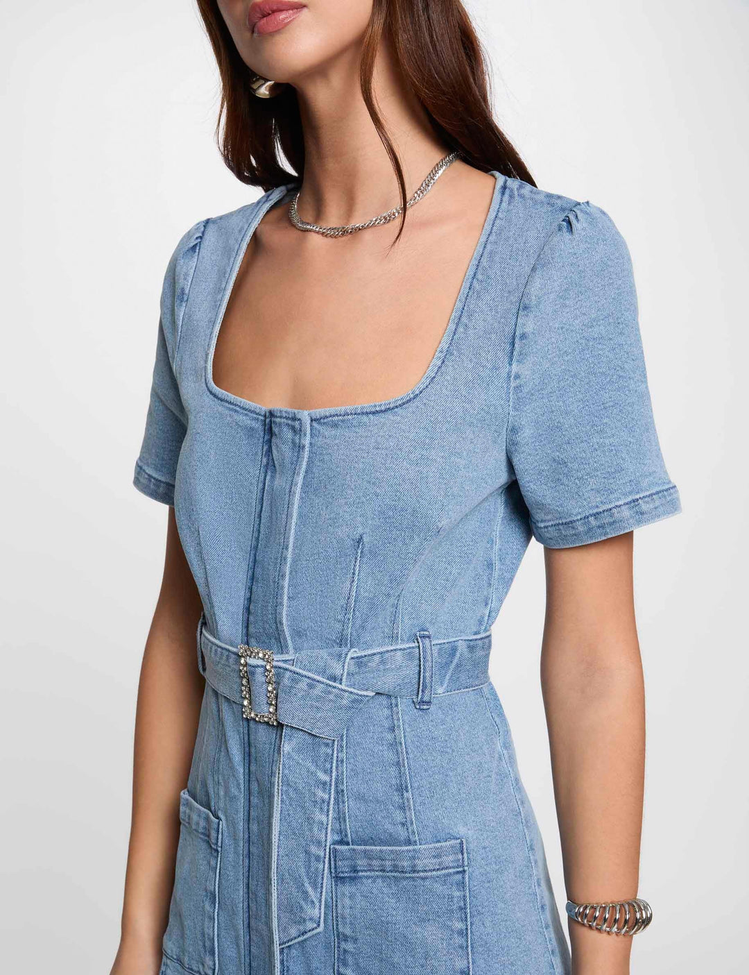 Robe courte droite en jean
