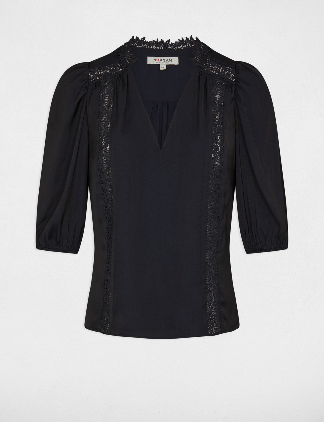 Blouse manches 3/4 à  dentelle