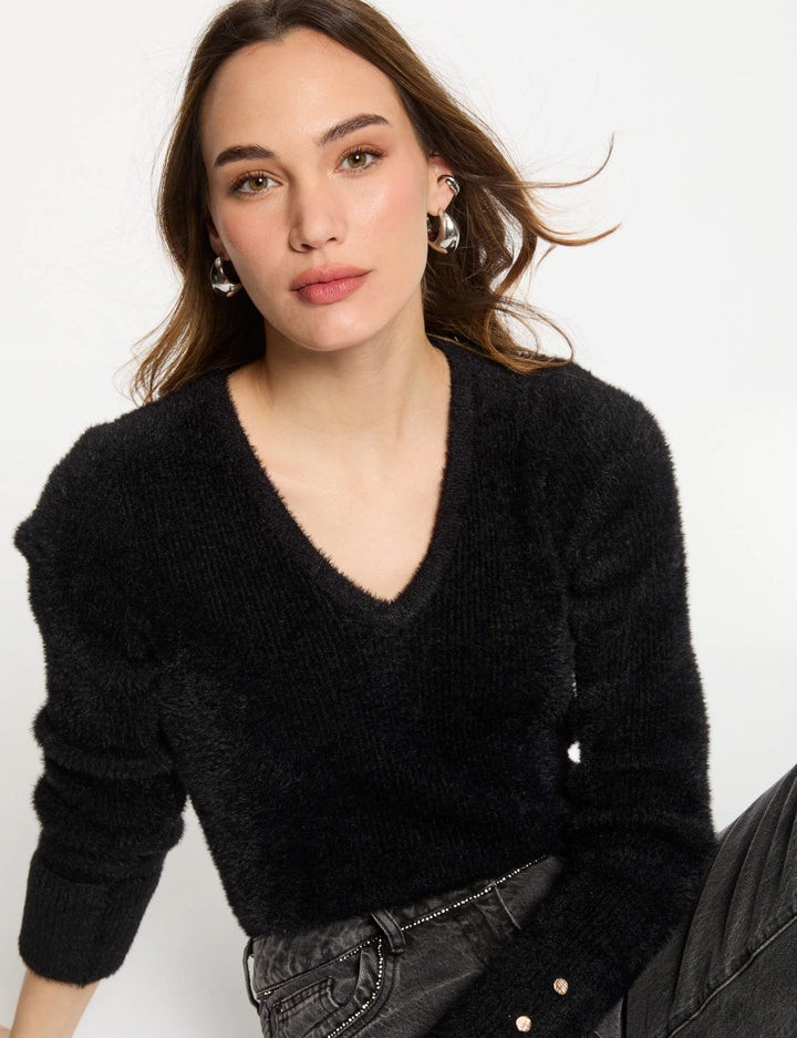 Pull manches longues maille duveteuse