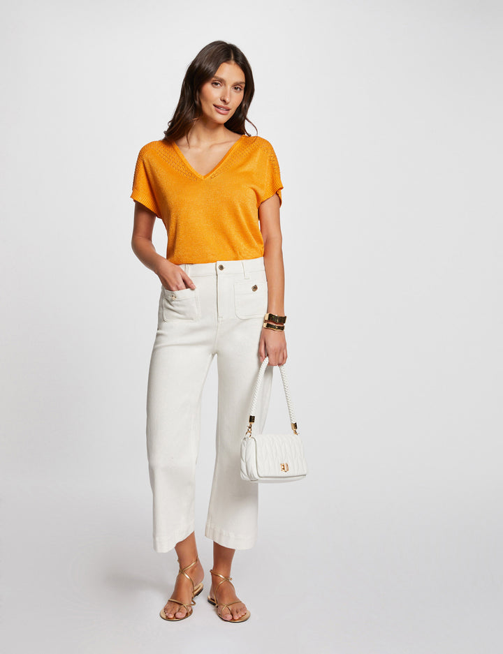 Pull col en V manches courtes