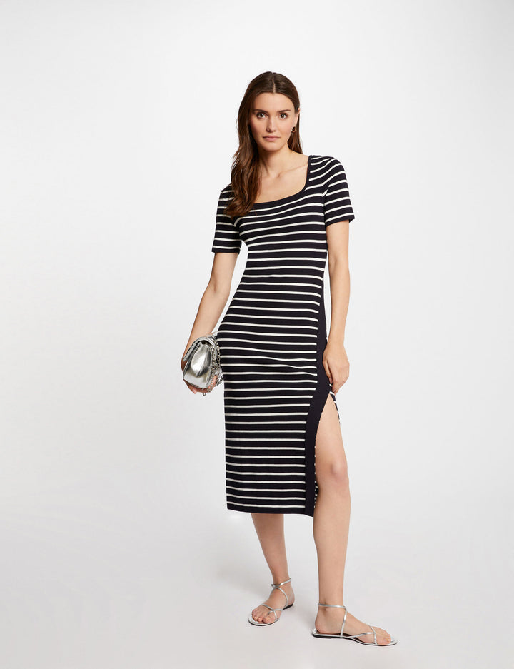 Robe tricot midi à  rayures