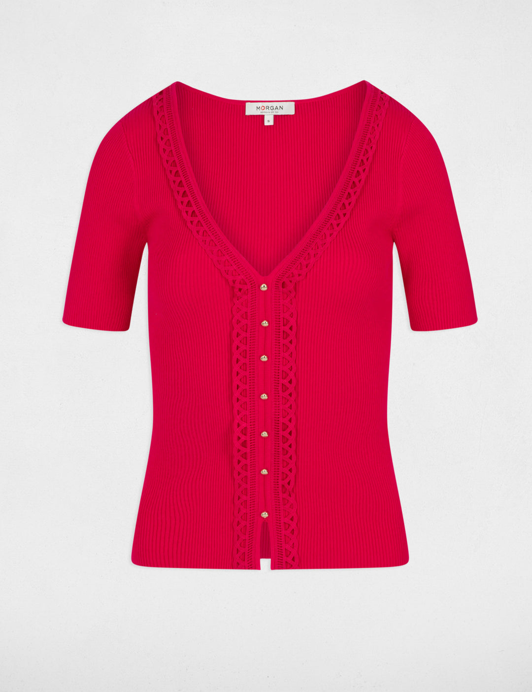 Pull col en V manches courtes
