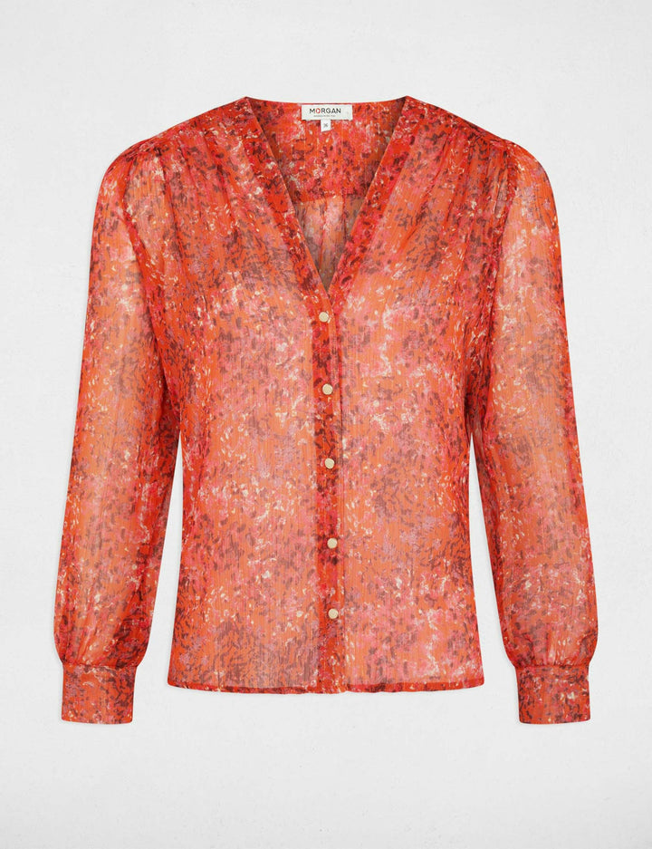 Chemise col en V imprimée