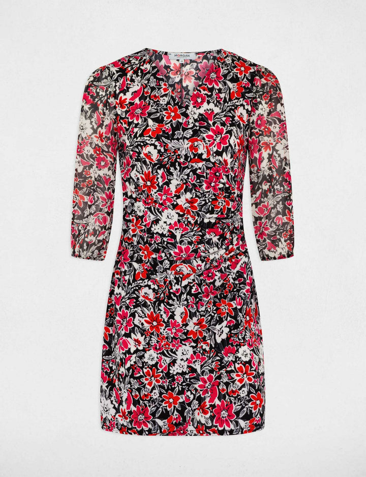 Robe courte drapée imprimée