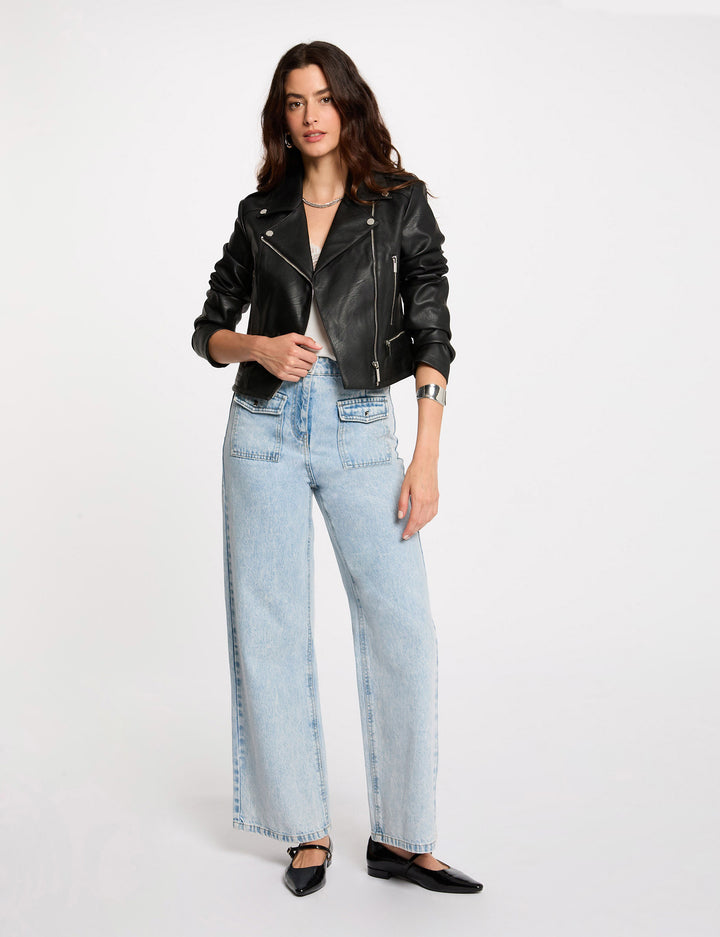 Blouson droit avec col cranté à  revers