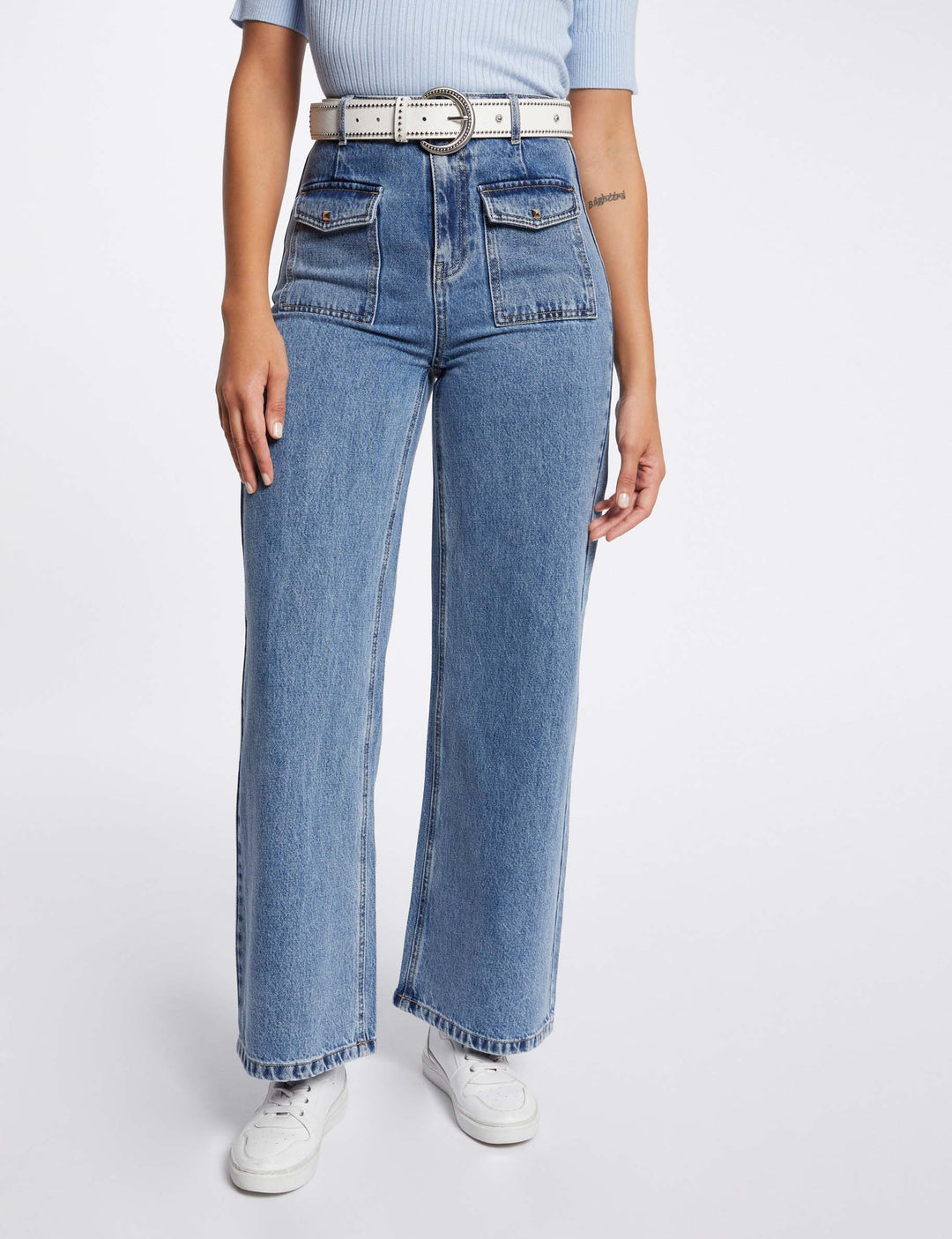 Jeans large taille haute