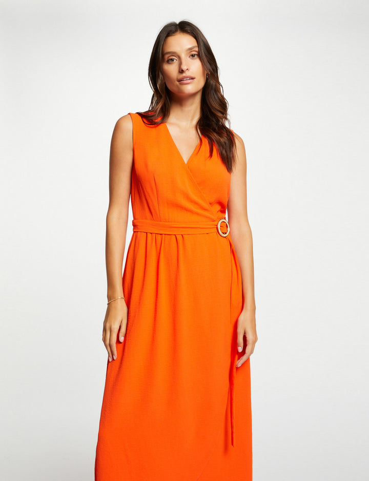 Robe longue portefeuille sans manches