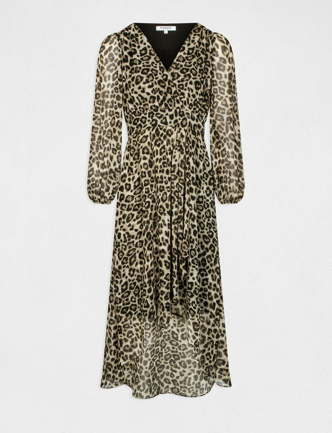 Robe midi portefeuille imprimé léopard