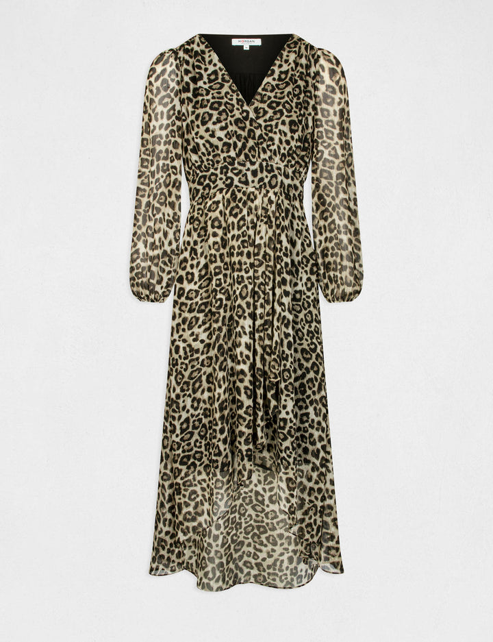 Robe midi portefeuille imprimé léopard