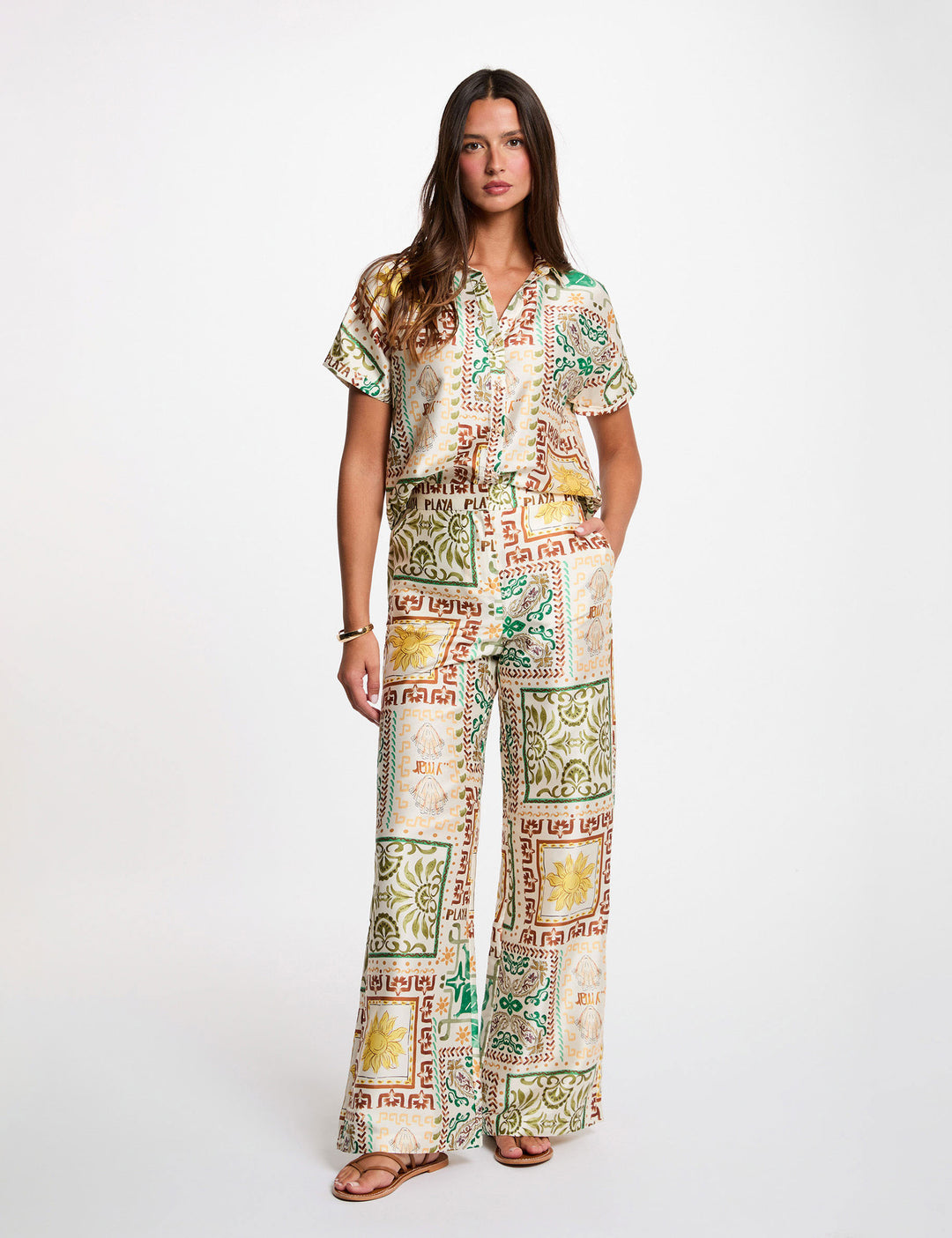 Pantalon large taille haute