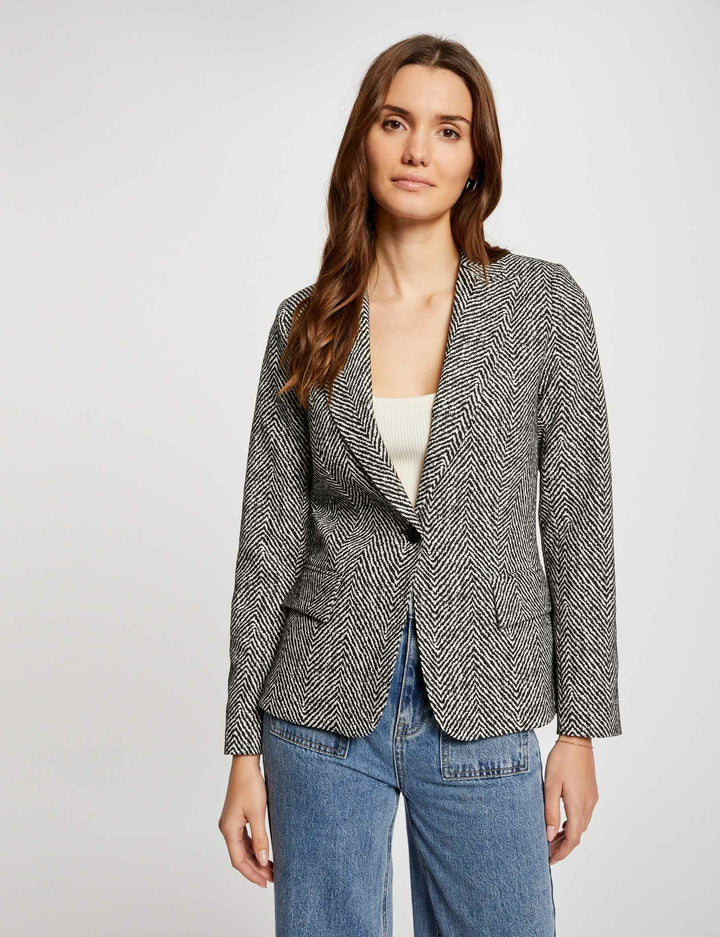 Blazer cintré imprimé chevron