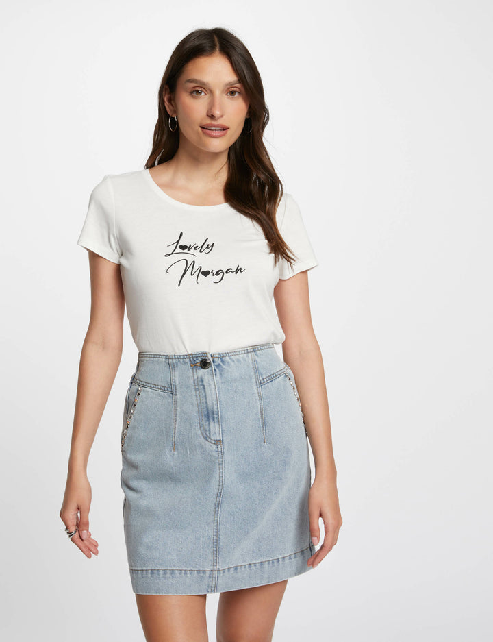 T-shirt à  inscription brodée