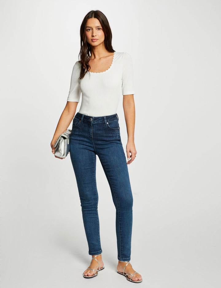 Jeans slim détails strass