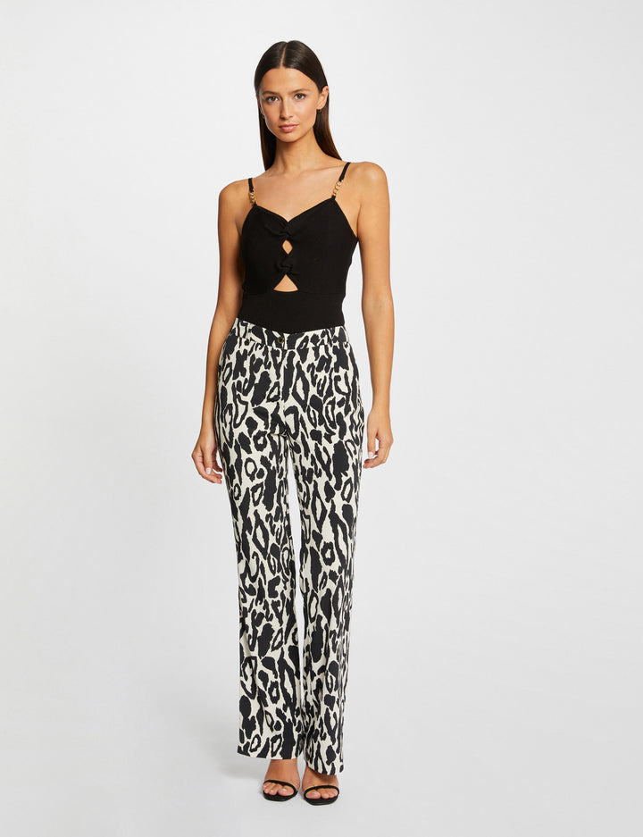 Pantalon droit imprimé animalier