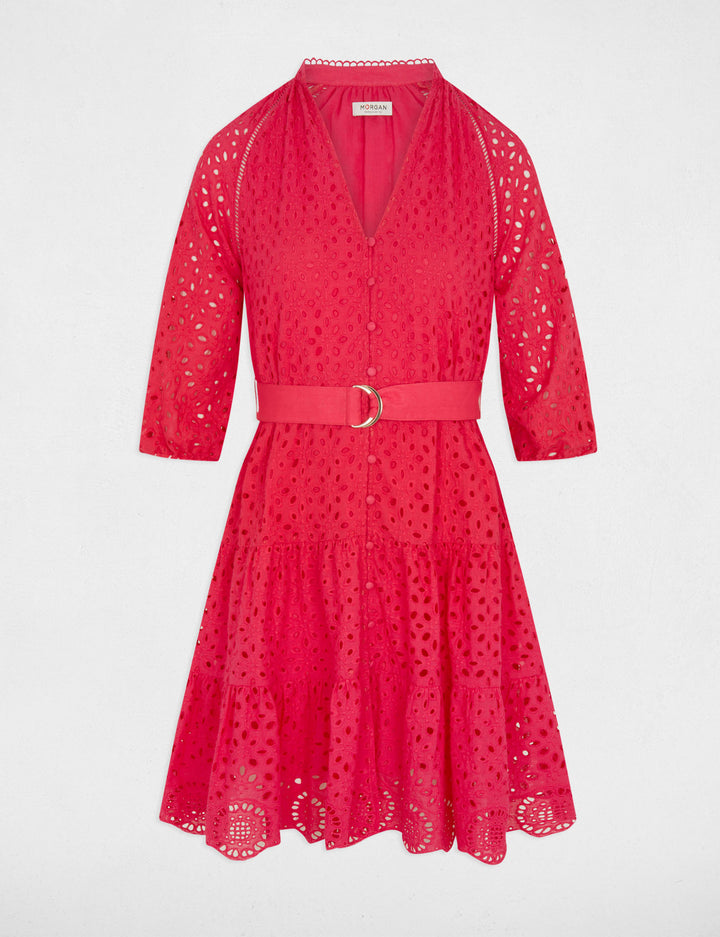 Robe courte trapèze brodée