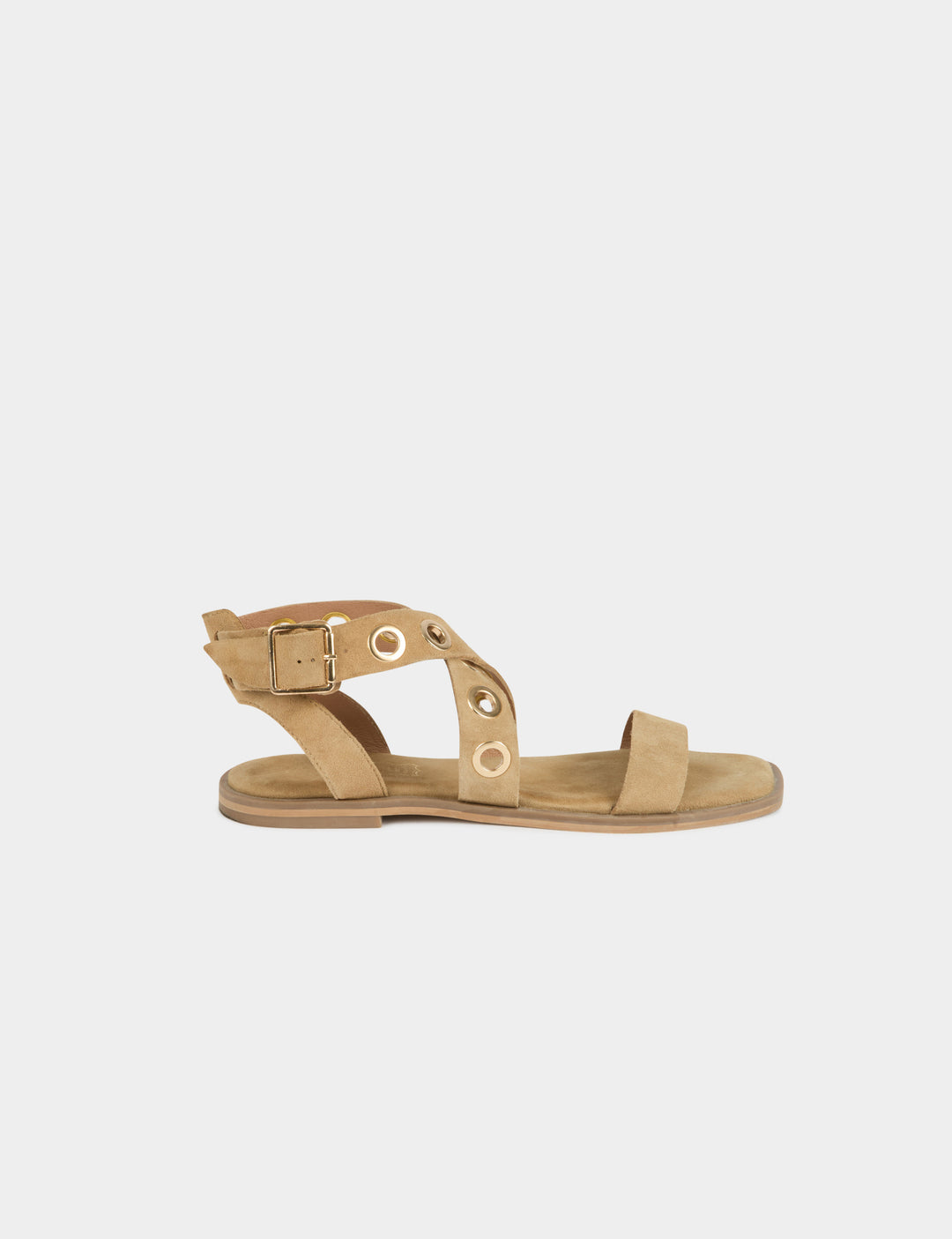 Sandale plates en cuir suédine