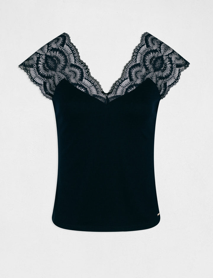 T-shirt manches courtes à  dentelle