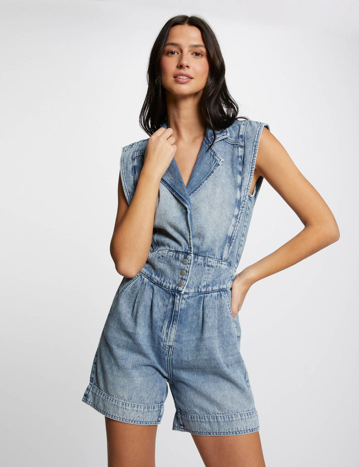 Combishort jean sans manches