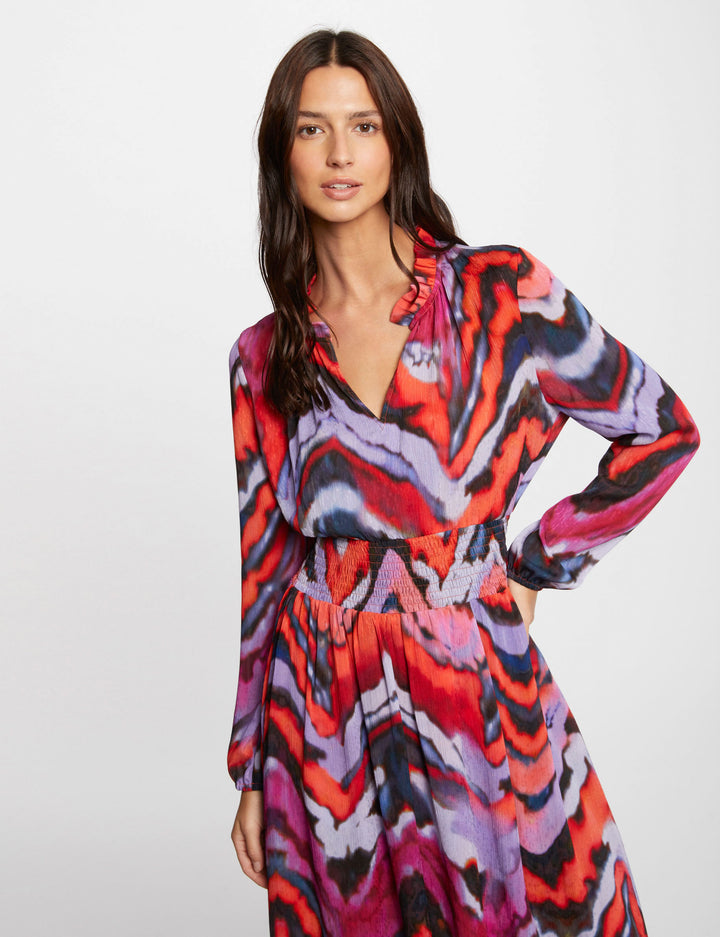 Robe longue cintrée imprimée