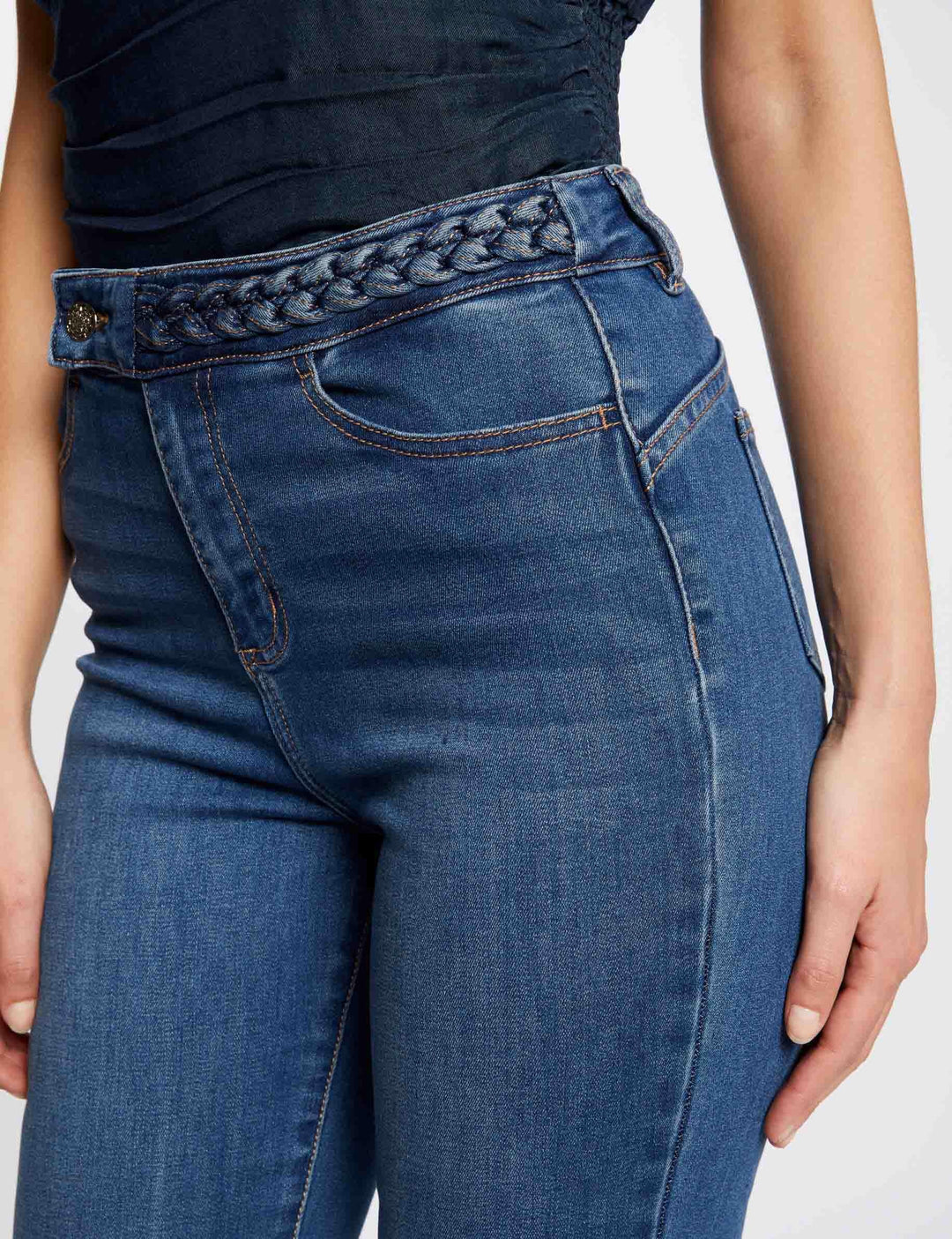 Jeans droit avec détails tressés