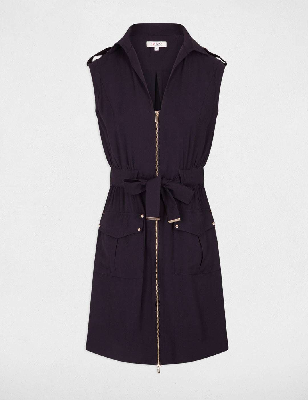 Robe courte droite zippée